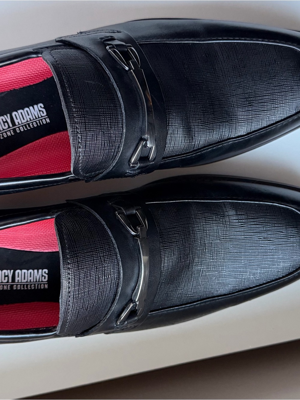 Stacy Adams Black Slip-On Loafers with Pink Liner